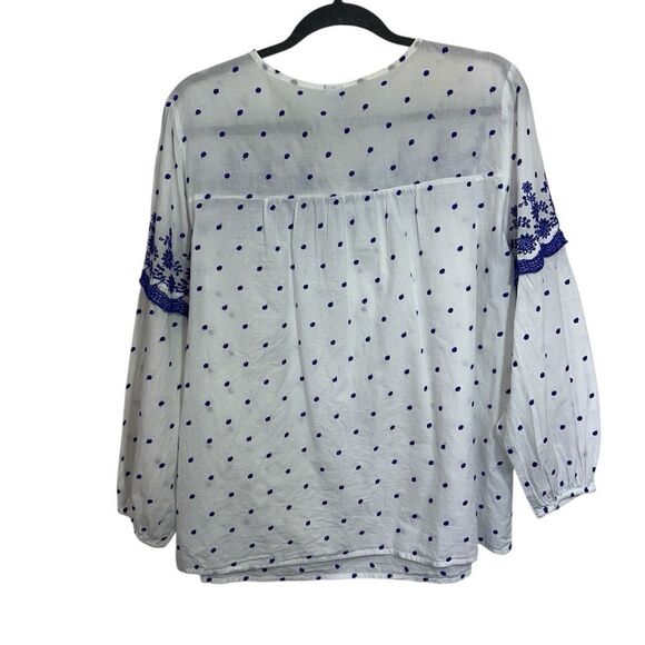 Old Navy Embroidered Swiss Dot Summer Casual Pop Over Blouse, Large - Picture 3 of 10